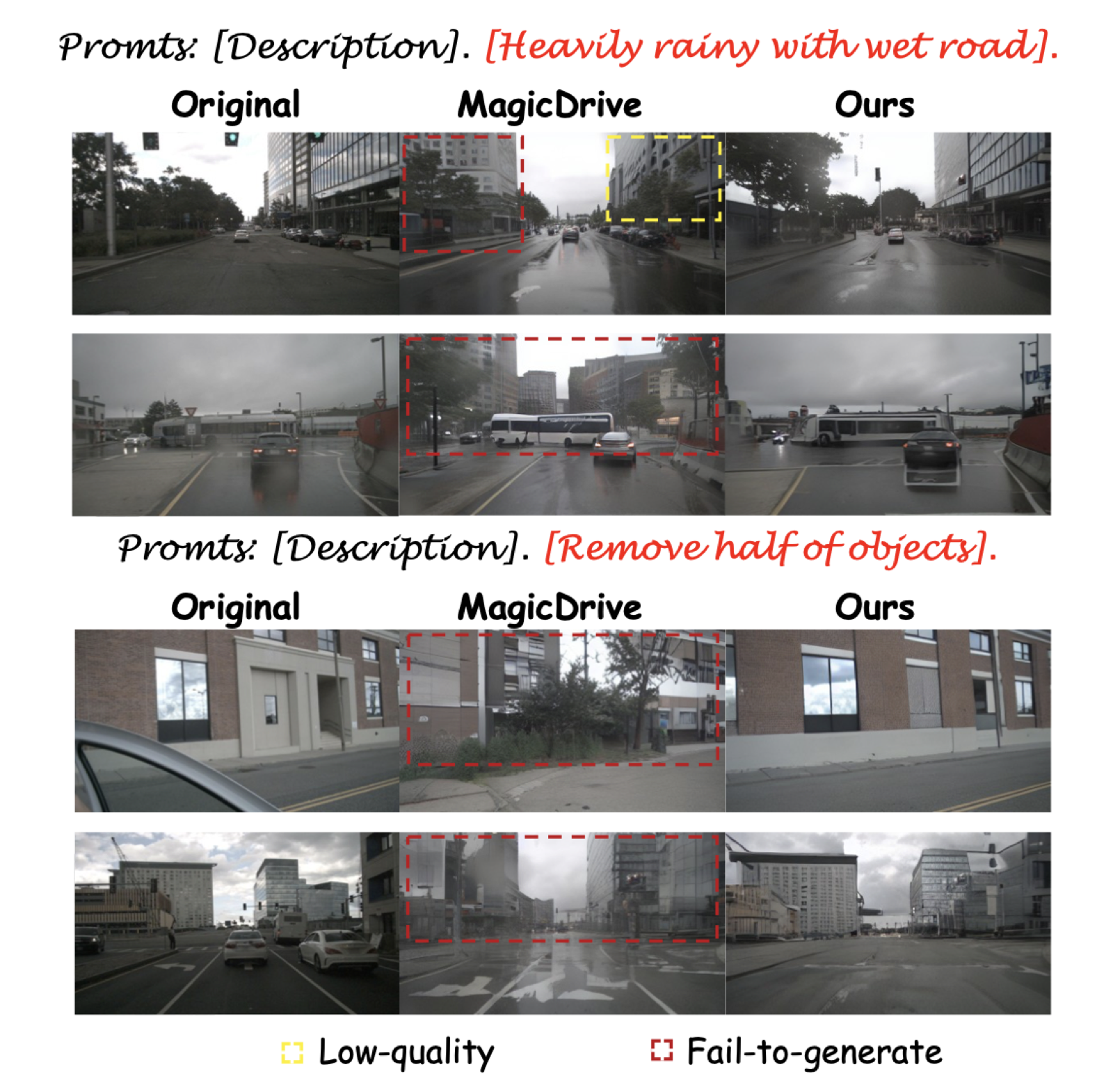 Place controllability under weather and object edits